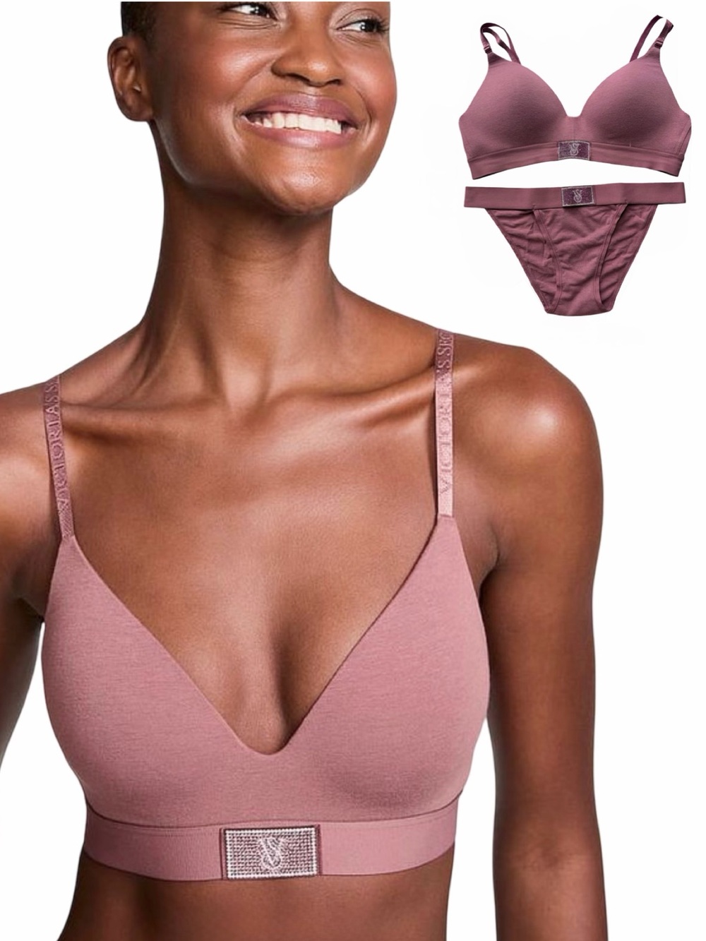 Victoria's Secret SHINE Lightly Lined Wireless T-shirt Bra w/ panties